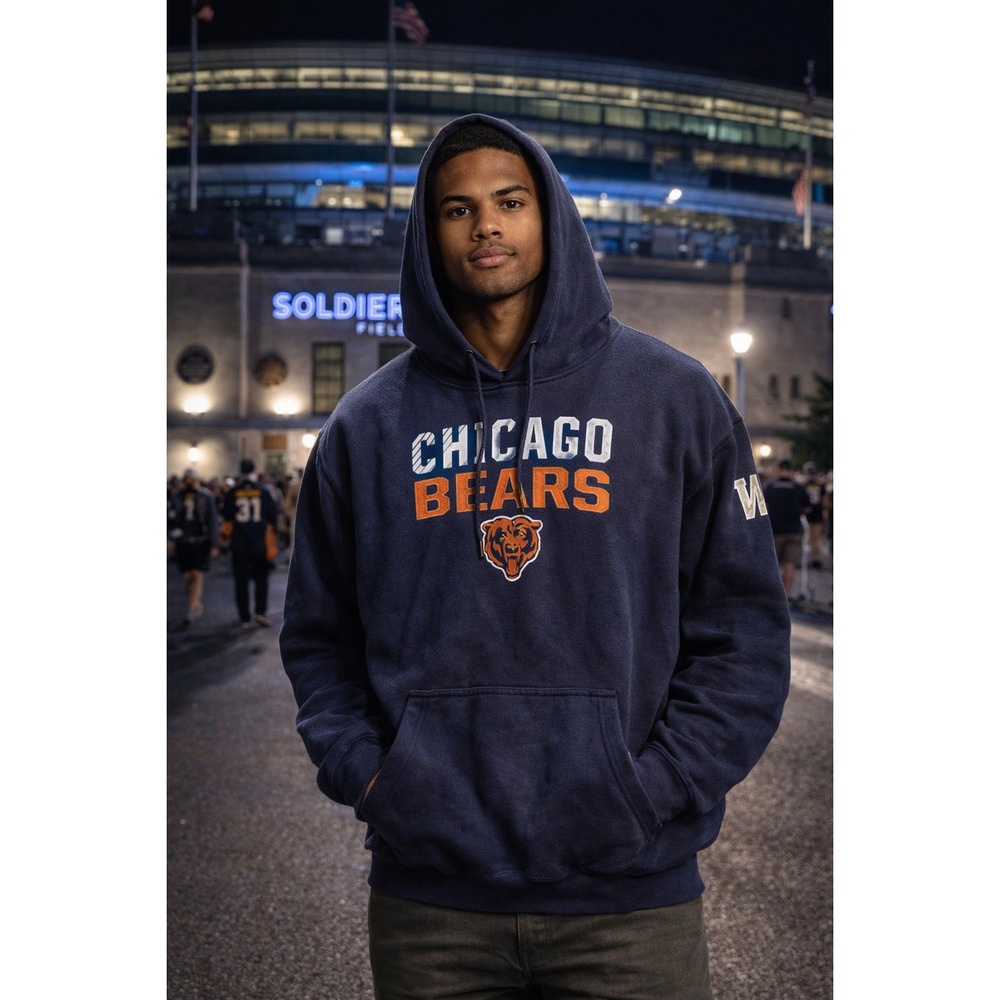 Fanatics Chicago Bears Men's‎ 3XL Navy Blue Pullover Hoodie NFL Sweatshirt